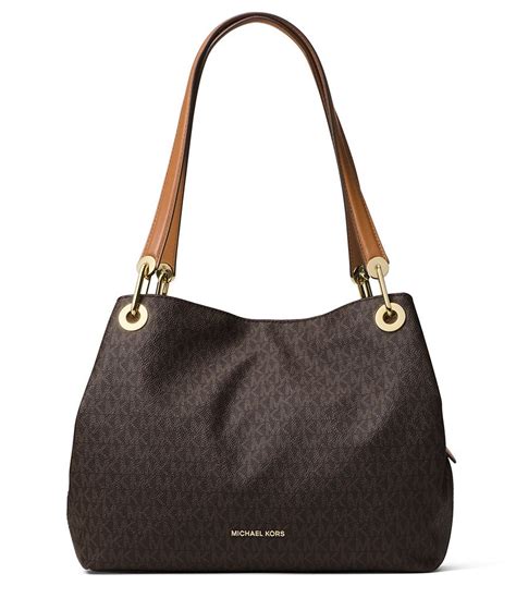 michael kors signature raven large tote|raven large leather shoulder bag.